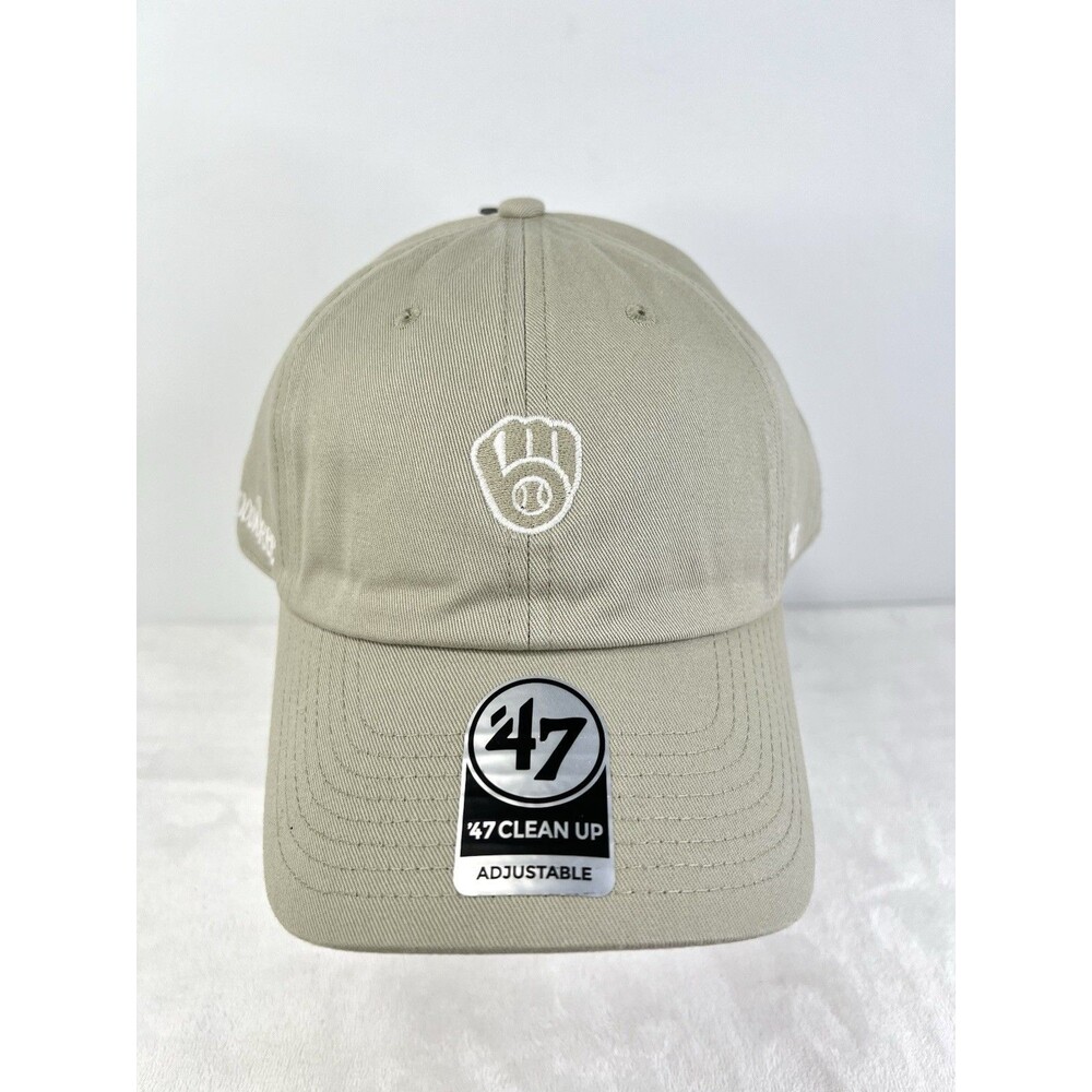 Milwaukee Brewers 47 Brand Clean Up Adjustable Hat Baseball Dad Cap Khaki New